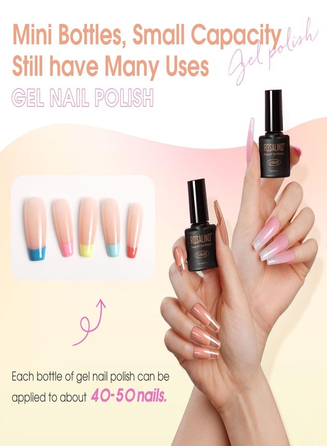 Rosalind طقم طلاء أظافر جلي 24 قطعة من روزاليند، 20 لون من الوردي المحايد والبيج واللون الأبيض الشفاف، طقم جل UV قابل للإزالة مع قاعدة لامعة ومطفية وطلاء لامع، هدايا لتزيين الأظافر - Image 3