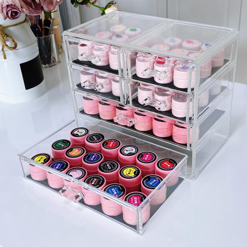 Guolich Nail Organizers Clear Acrylic Nail Jewellery Accessories Storage Case Holder Shelves Display Mesa Para Manicura Profesional Nail Table (6 Drawers)