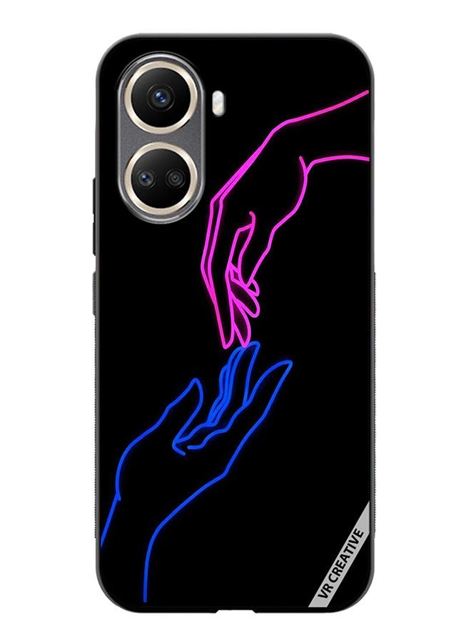 VR CREATIVE Protective Case Cover For Huawei Nova 10 SE Hands In Neon Lights Design Multicolour - Image 1