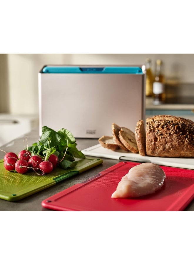 Joseph Joseph مجموعة لوحات تقطيع ملونة غير قابلة للانزلاق مكونة من 4 قطع مع علبة تخزين، متعددة الألوان كبيرة - Image 1
