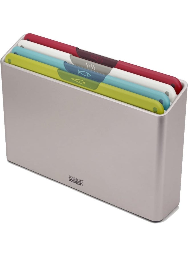 Joseph Joseph مجموعة لوحات تقطيع ملونة غير قابلة للانزلاق مكونة من 4 قطع مع علبة تخزين، متعددة الألوان كبيرة - Image 2