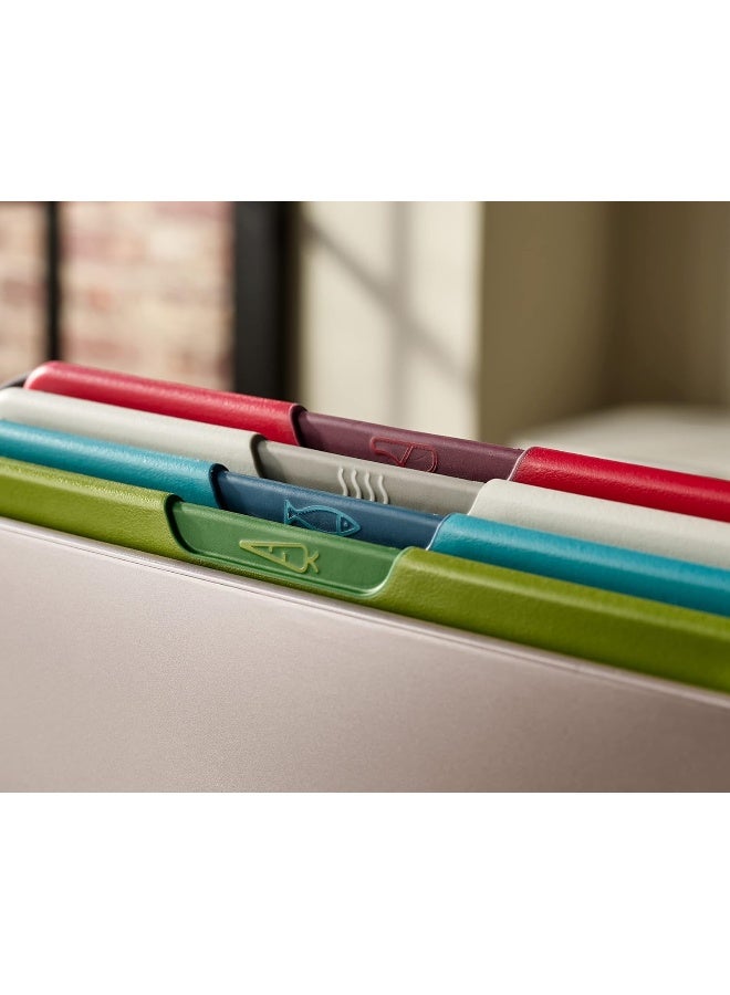 Joseph Joseph مجموعة لوحات تقطيع ملونة غير قابلة للانزلاق مكونة من 4 قطع مع علبة تخزين، متعددة الألوان كبيرة - Image 3