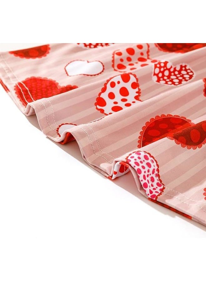 DACSOIT Valentines Toddler Girl Dress Love Hearts Print Ruffle Bottom Long Sleeve Casual Dress 3-8Y, #398 Love, 7-8 Years - Image 5