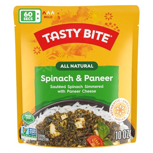 Tasty Bite Kashmir Spinach Ready to Eat 10 Ounce Microwavable Entre in Light Curry Sauce Vegetarian - Image 1