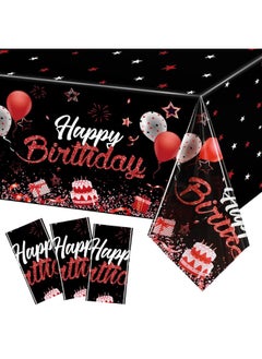 Breling 3 Pack Birthday Party Supplies Confetti Sprinkles Happy Birthday Tablecloths Starry Table Covers for Kids Adults Birthday Party Decorations, 54 x 108 Inches (Red and Black)  - Image 4