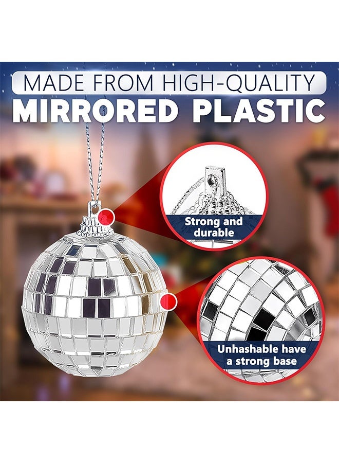 12 PCS Silver Bright Disco Ball Decor Reflective Mirror Balls with Hanging String for Parties, Birthdays, Weddings, Family Party Decoration - Image 3