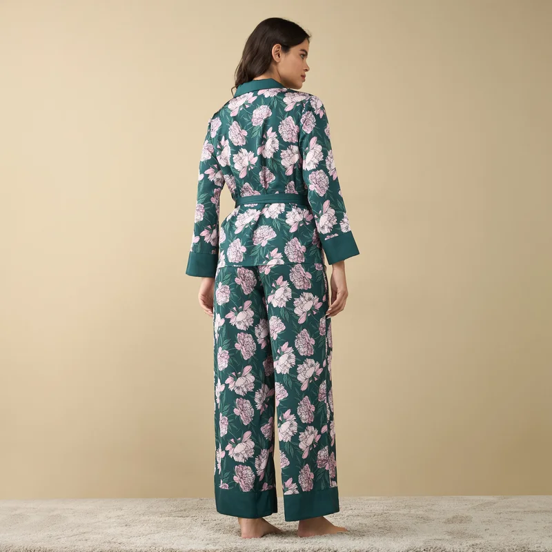 Splash FAV All-Over Floral Print Shirt with Tie-Up and Pyjama Set