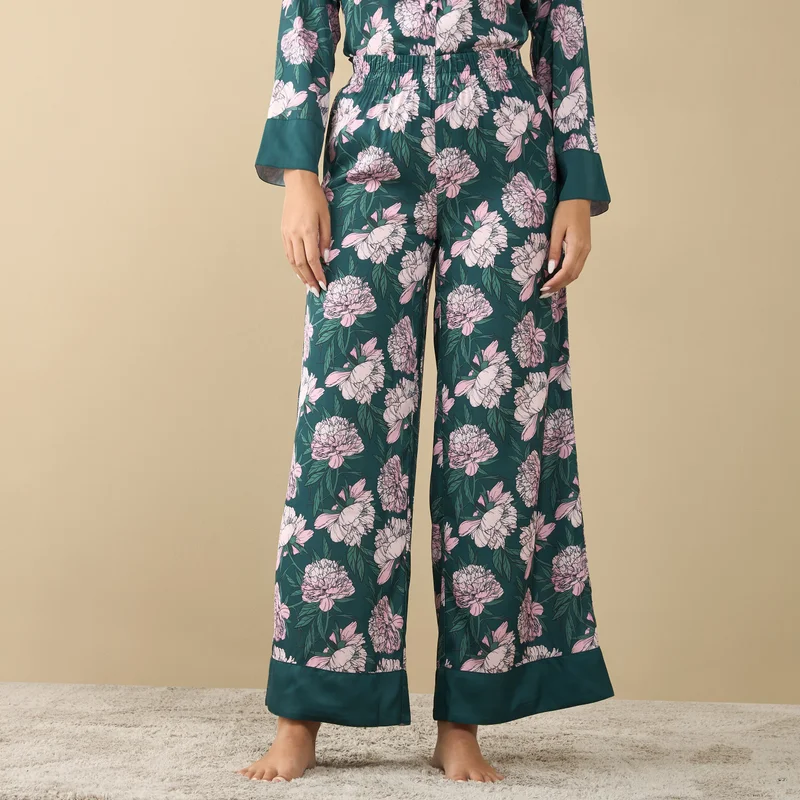 Splash FAV All-Over Floral Print Shirt with Tie-Up and Pyjama Set