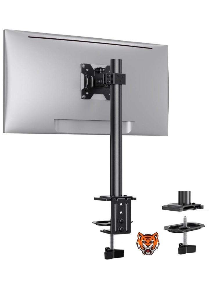 TIGER Monitor Mount for 13-32'' Screens – Adjustable Height and Angle, Supports Up to 17.6lbs, Improved LCD/LED Riser, Single Desk Mount Stand, Black  - Image 1
