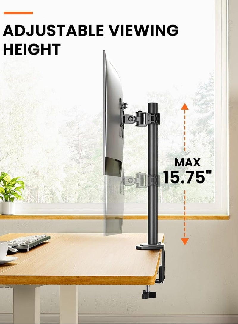 TIGER Monitor Mount for 13-32'' Screens – Adjustable Height and Angle, Supports Up to 17.6lbs, Improved LCD/LED Riser, Single Desk Mount Stand, Black  - Image 5