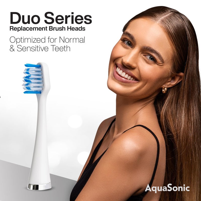 AquaSonic Genuine Duo Series Replacement Brush Heads | for Normal & Sensitive Teeth | Compatible with Duo Series & Home Dental Center Toothbrush Handles | NOT Compatible with Duo Series Pro - Image 2