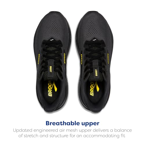 Brooks Men’s Ghost 17 Neutral Running Shoe - Ebony/Black/Yellow - 9 Medium - Image 4