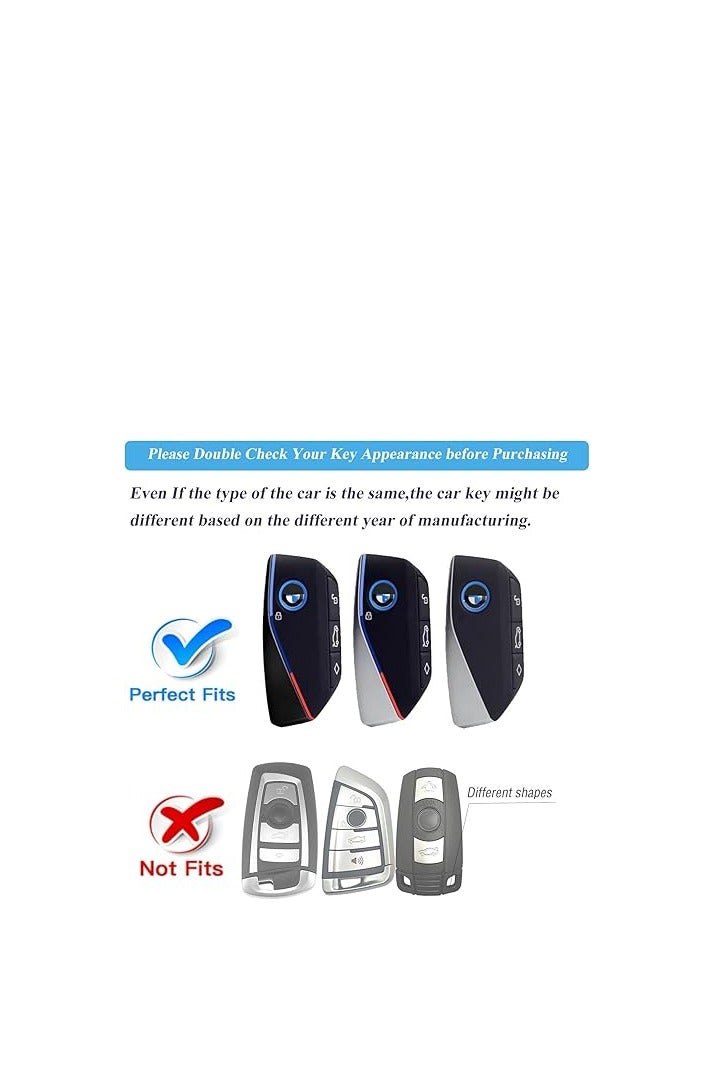 OUYoo غطاء مفتاح BMW من OUYoo، واقي مفاتيح TPU ناعم مع سلسلة مفاتيح لامعة لموديلات BMW 2023 2024 من الفئات 7 (740 – 760i) وi5 وi7 وiX وX1 وX5 وX6 وX7 وXM (أبيض كريستالي). - Image 2