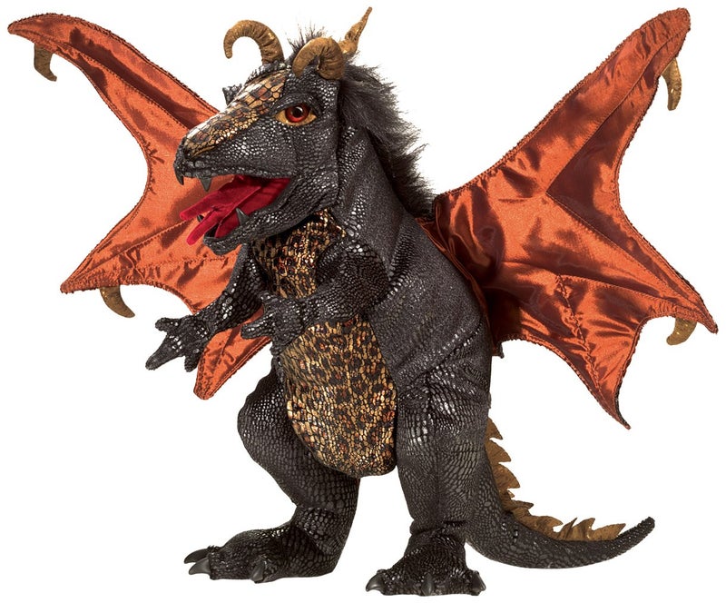 Folkmanis Black Dragon Hand Puppet Plush Black - Image 3