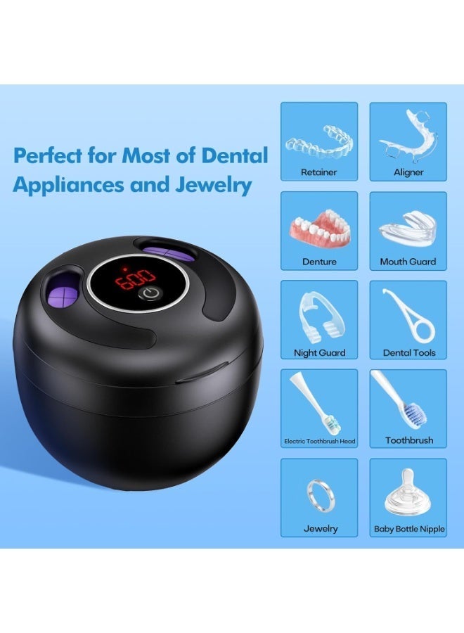 Upgraded ultrasonic cleaner, 45kHz ultrasonic denture cleaner, suitable for night guards, braces, orthodontic appliances, toothbrushes, jewellery and more, 200ml capacity, black 1 - Image 4