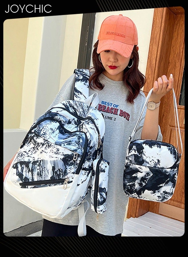 Joychic مجموعة حقيبة سفر مدرسية مكونة من 3 قطع بتصميم عصري جديد من النايلون المقاوم للماء وسحاب مع حقيبة أقلام للطلاب في المرحلة المتوسطة والثانوية - Image 2