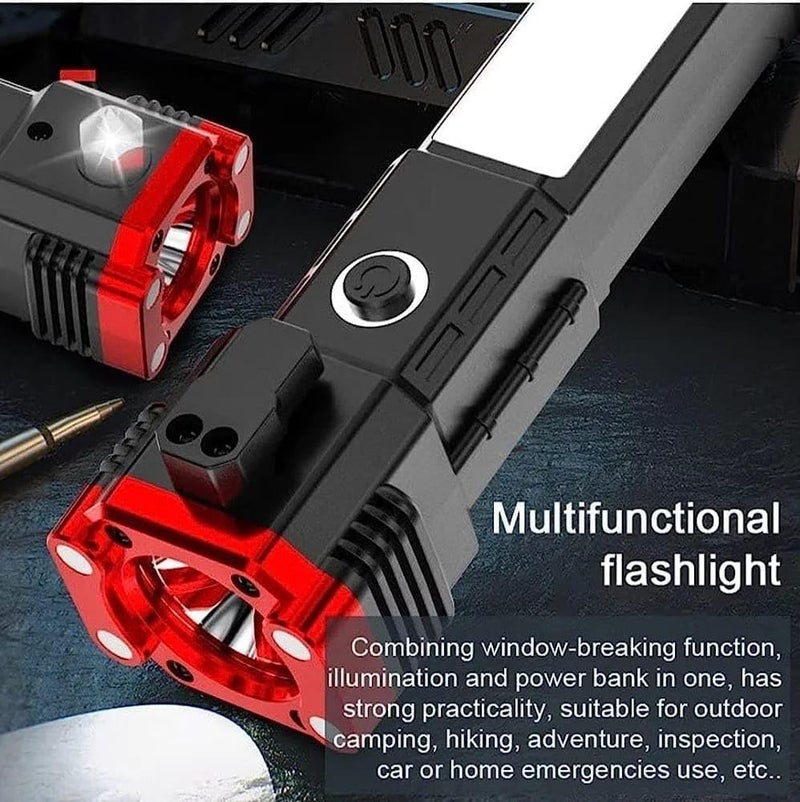 Generic Onlinenest Portable Torch LED Flashlight Long Beam Range Power Bank Hammer Strong Magnets Window Glass and Seat Belt Cutter  - Image 3