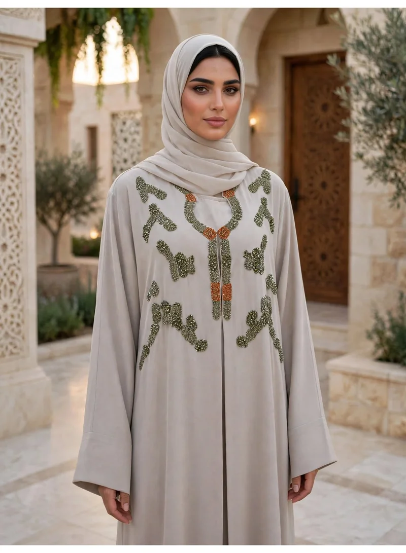 Ikkxa  Elegant Bodice Beaded Straight Cut Abaya for Women | Best Price UAE
