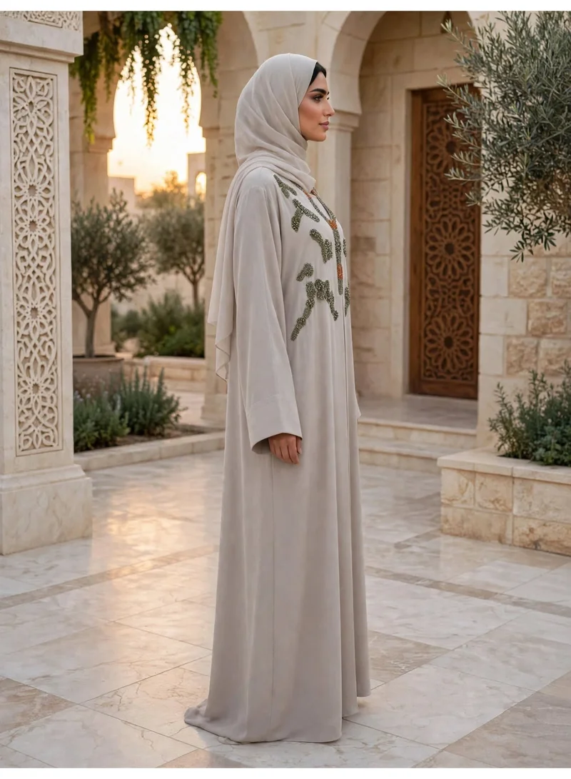 Ikkxa  Elegant Bodice Beaded Straight Cut Abaya for Women | Best Price UAE