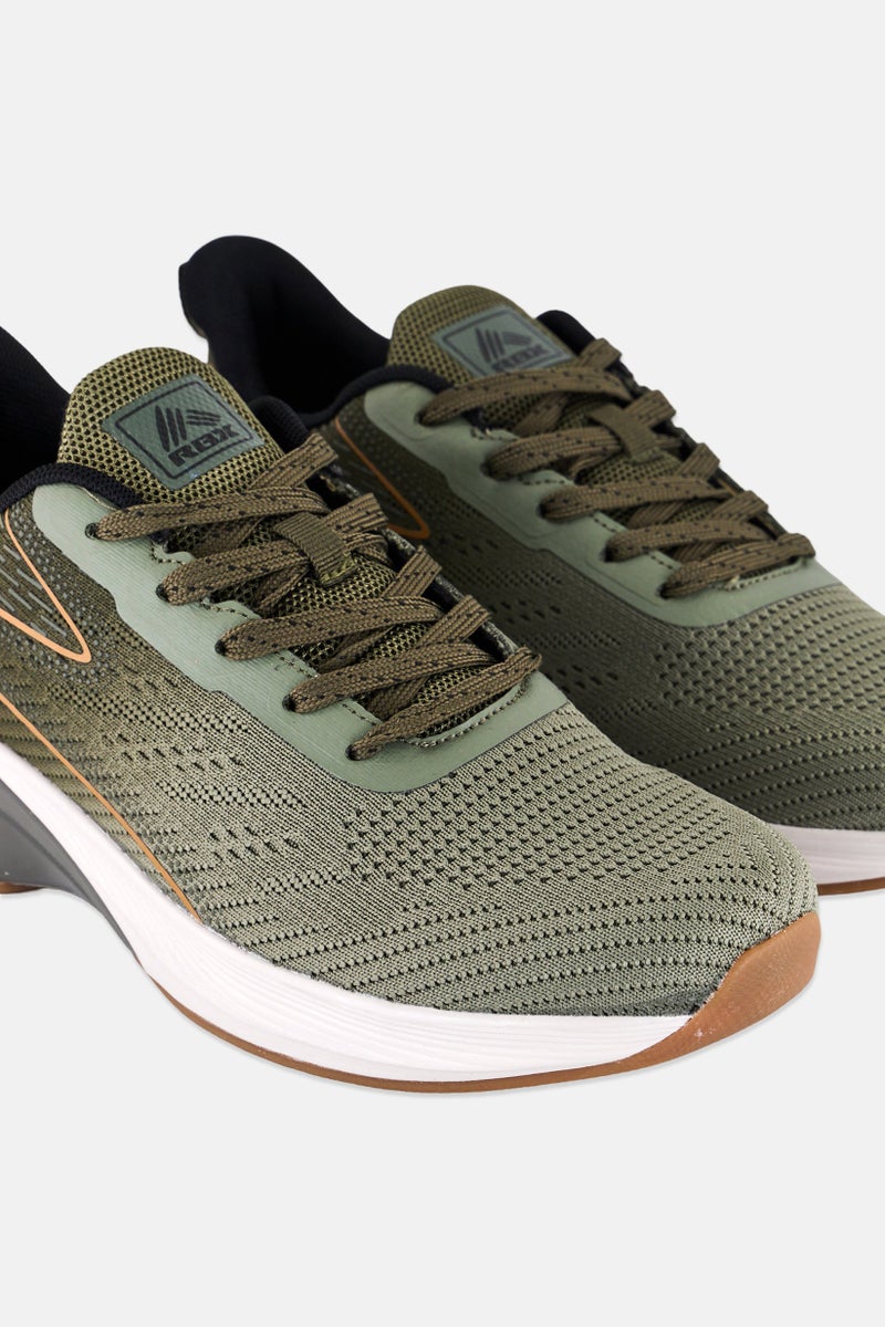 RBX Men Brand Logo Lace Up Running Shoes, Olive - Image 2