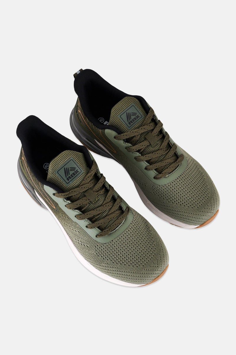 RBX Men Brand Logo Lace Up Running Shoes, Olive - Image 4