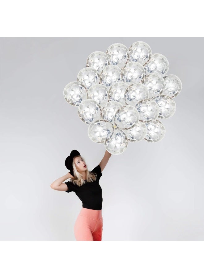 مجموعة بالونات كونفتي فضية - عبوة من ٣٠ بالون، مقاس ١٢ إنش | تزيين حفلات بالونات فضية | بالونات كونفتي فضية لتزيين حفلات أعياد الميلاد | بالونات لاتكس لحفلات الزفاف، المنزل، أو تزيين المكتب - Image 5