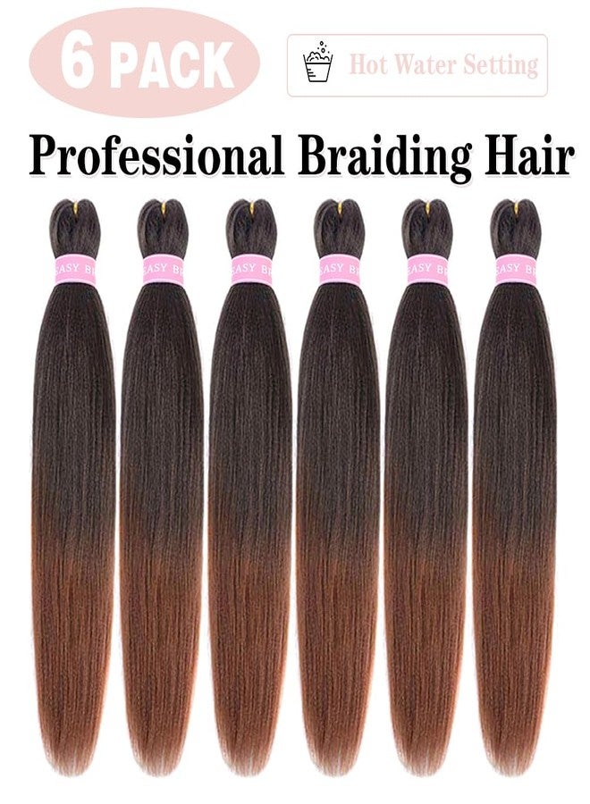 MSBELLE Brown Braiding Hair Pre Stretched,20 Inch 6 Pack Prestretched Ombre Braiding Hair Extensions for Women Synthetic Soft Yaki Texture Crochet Braids Hair Extensions(1B/30#) - Image 3
