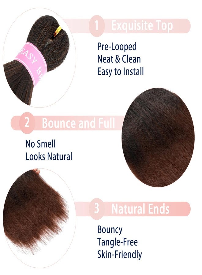 MSBELLE Brown Braiding Hair Pre Stretched,20 Inch 6 Pack Prestretched Ombre Braiding Hair Extensions for Women Synthetic Soft Yaki Texture Crochet Braids Hair Extensions(1B/30#) - Image 4