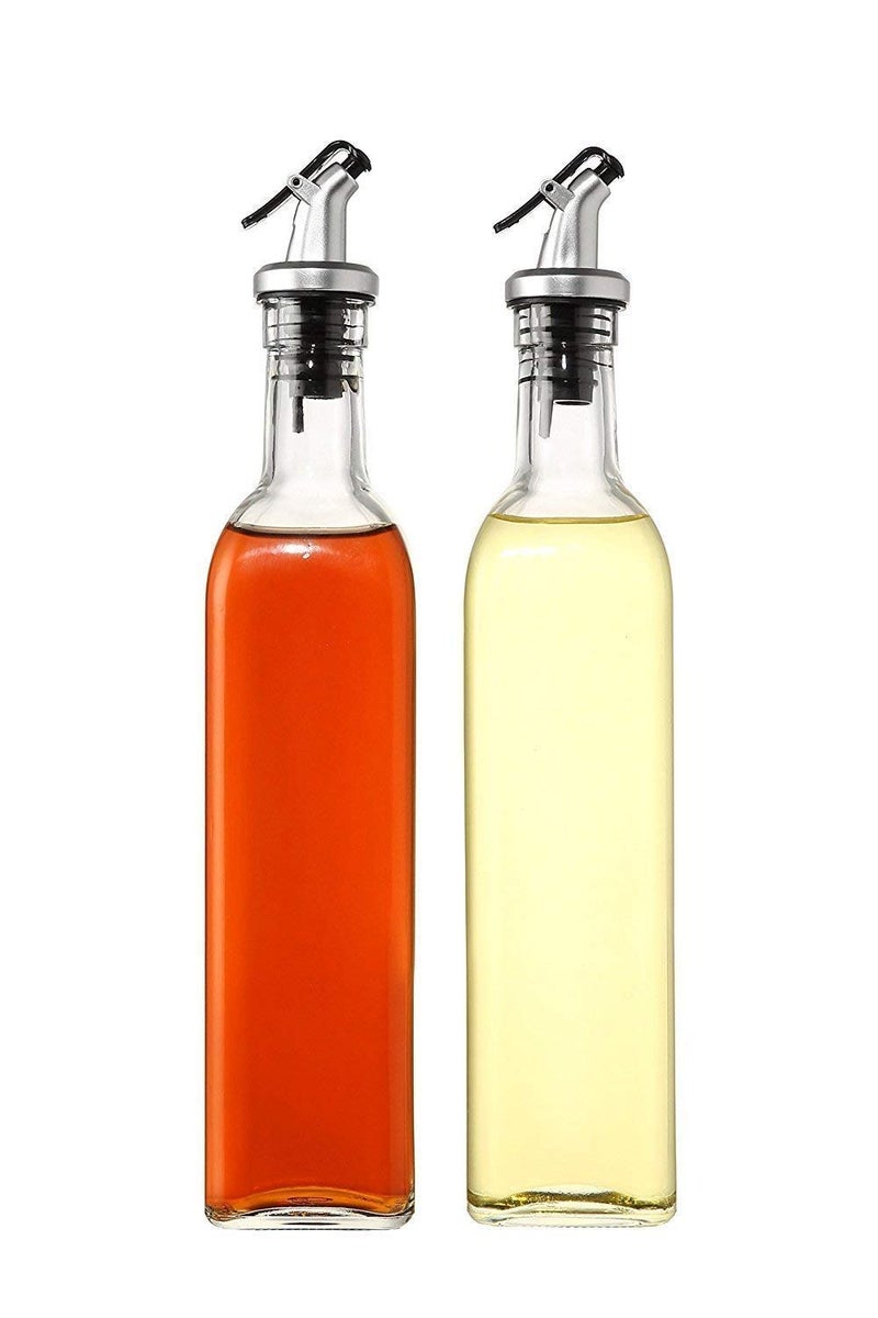 ROSEFINCH 500 ml Olive Oil Glass Bottle Oil Vinegar Dispenser Gravy Boat Kitchen Bottle Stainless Steel LeakProof Vinegar Cruet Soy Sauce Oil Dispenser for Kitchen Clear 4 - Image 4