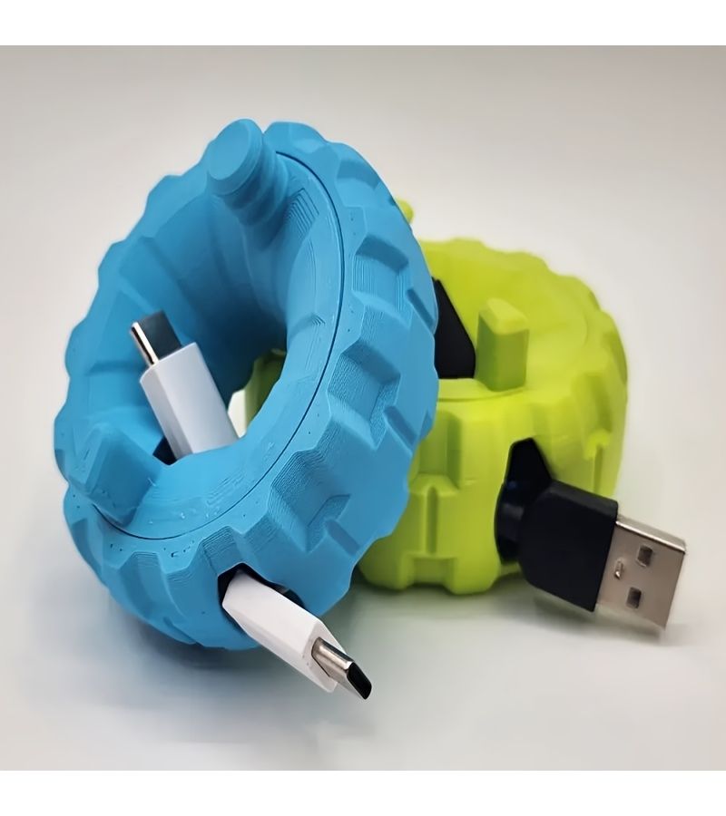 Orange Cable Organizer Portable Cord Winder Travel USB Holder Desk Management Wire Storage Case - Image 1