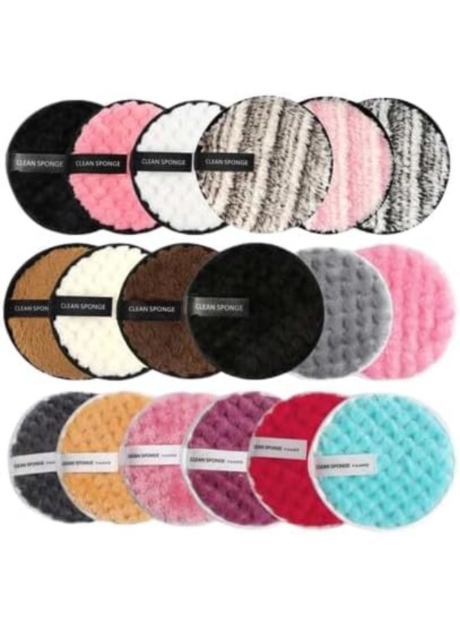 CLEAN SPONGE 2-Piece Multicolor Reusable Makeup Removal Pads - Washable Facial Cleansing Puffs