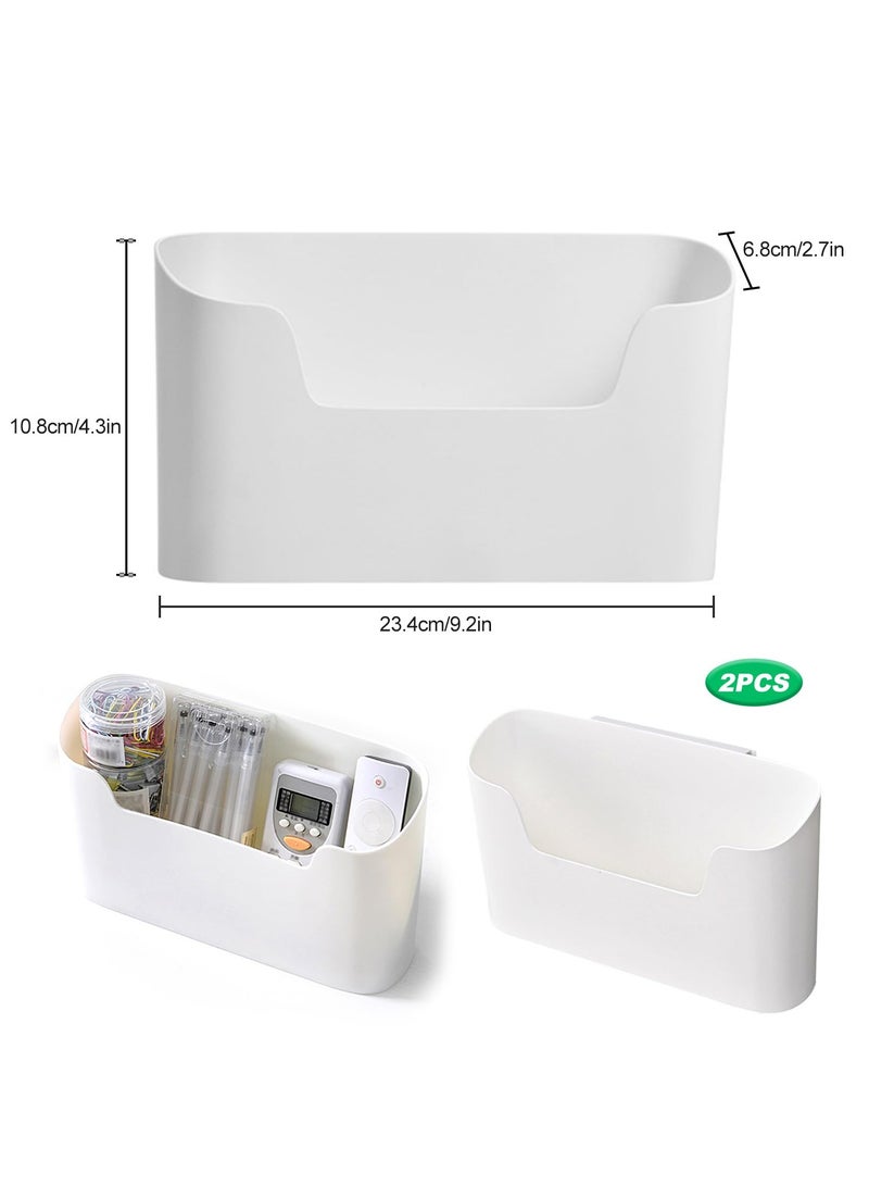 SYOSI Wall Mounted Storage Box, 4 PCS Kitchen Cabinet Door Organizer, Self-Adhesive, No Drilling Required, 23.4 x 10.8 x 6.8 cm, Ideal for Organizing Small Items in Kitchen, Bathroom, Fridge, White - Image 2