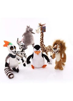 6 Madagascar Plush Toys Cartoon Lion Giraffe Penguin Zebra Hippopotamus Doll Gift Toys