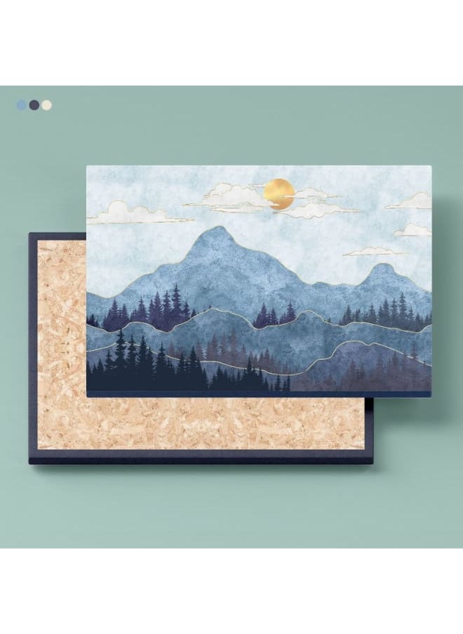 Canvas Wall Art, Abstract Framed Portrait of Silhouettes of mountains with trees 120x80cm