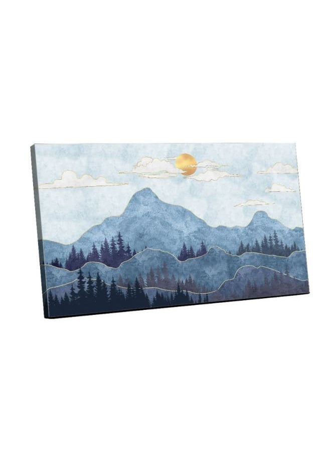 Canvas Wall Art, Abstract Framed Portrait of Silhouettes of mountains with trees 120x80cm
