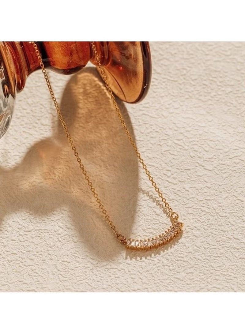 Huitich Gold Cubic Bar Pendant Necklace for Women – Minimalist Design - Image 4