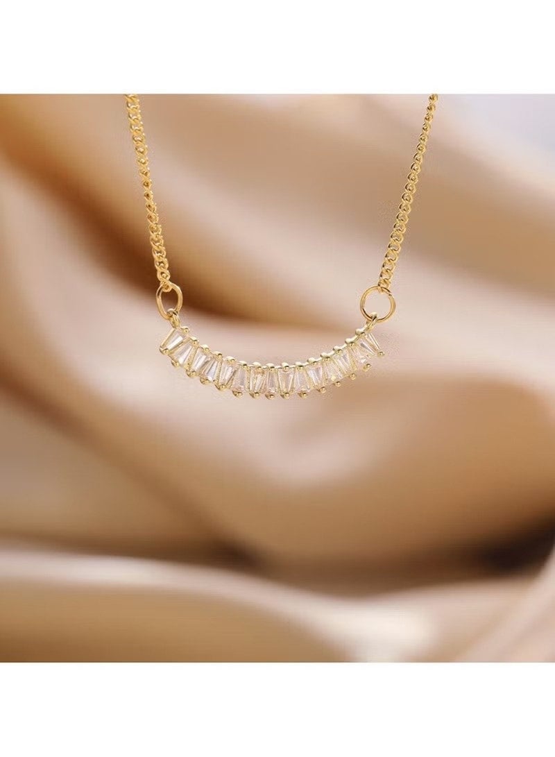 Huitich Gold Cubic Bar Pendant Necklace for Women – Minimalist Design - Image 2