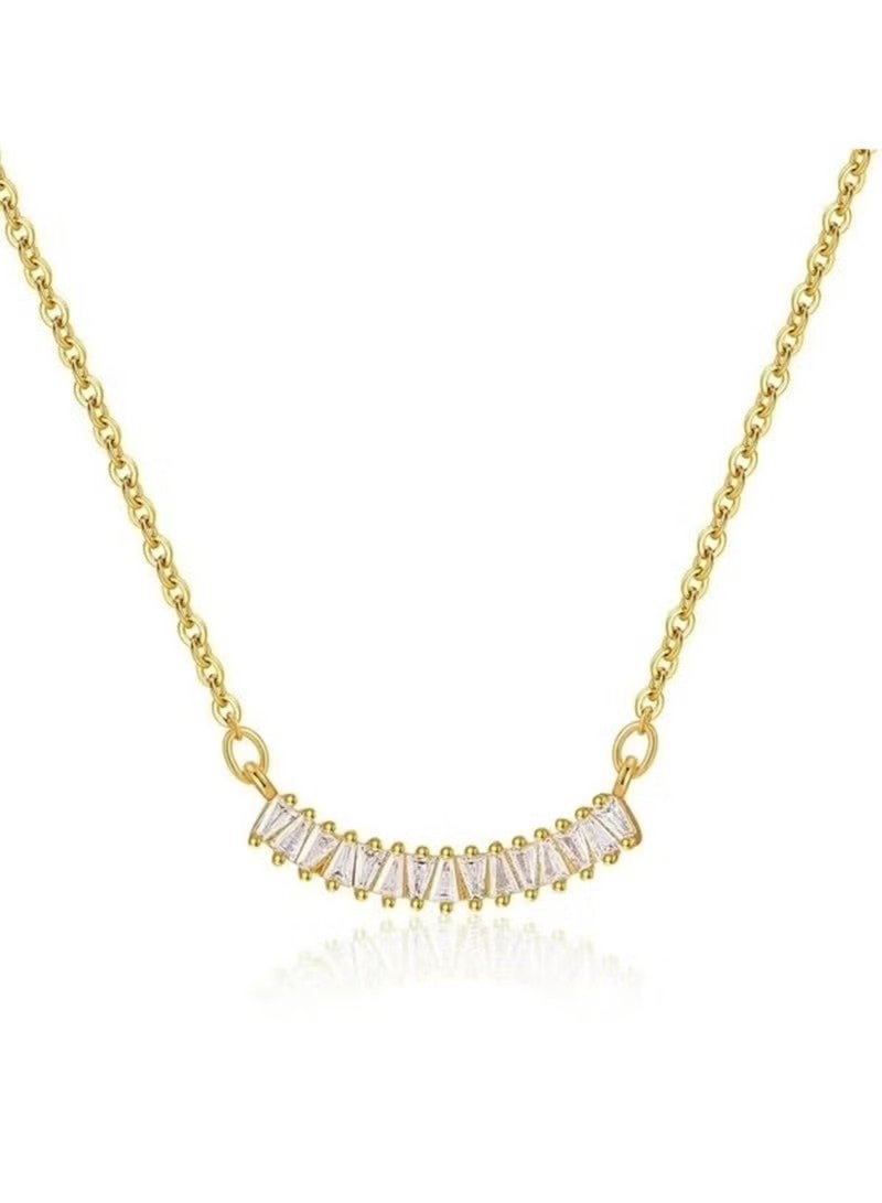 Huitich Gold Cubic Bar Pendant Necklace for Women – Minimalist Design - Image 1