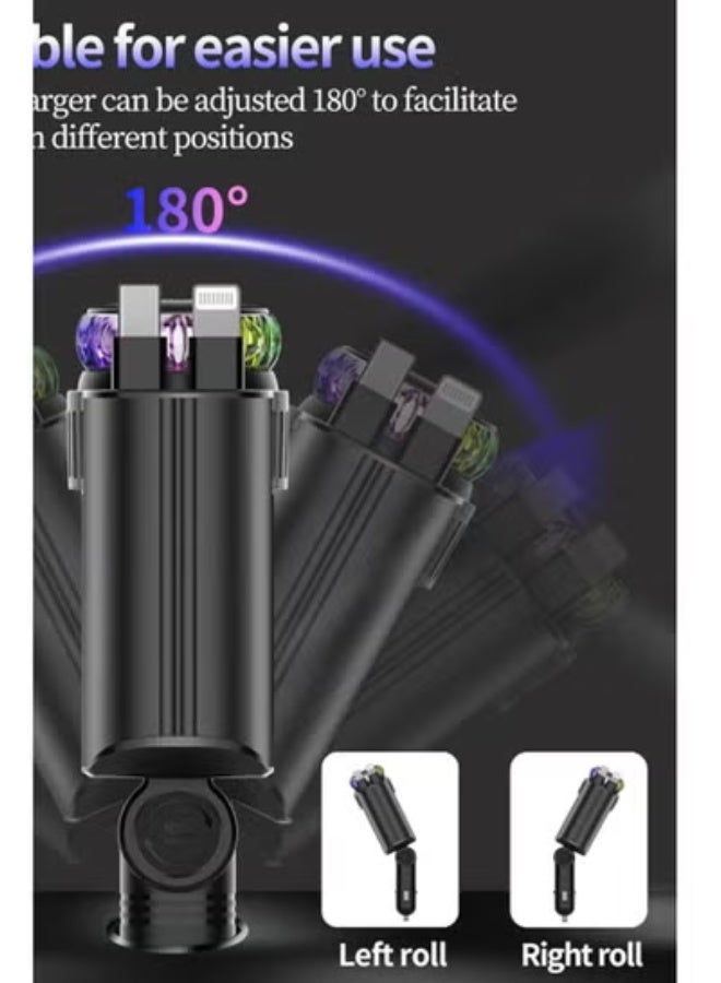 ELTRAZONE D1 5-in-1 Car Charger with Aroma Diffuser, Starlight Laser, Retractable Cable & Fast Charging, Black - Image 4