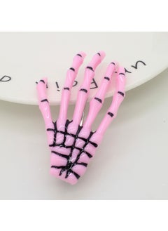 Halloween Gloomy Skeleton Claw Hairpin Pink-line drawing