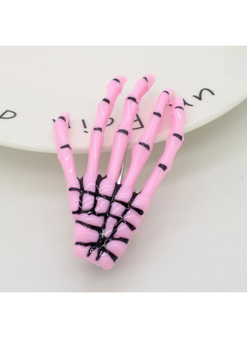 Generic - Halloween Gloomy Skeleton Claw Hairpin Pink-line drawing - Image 1