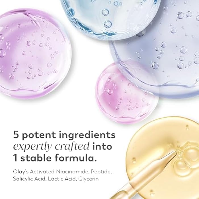 Olay Super Serum Night Repair, Fragrance-Free Trial Size - Niacinamide, Peptide, Salicylic & Lactic Acid, Glycerin ​- 5-in-1 Skin Care Benefits - Hydrating, Reduces Dark Spots, Anti-Aging, 0.4 Oz - Image 3