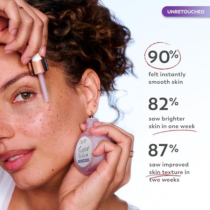 Olay Super Serum Night Repair, Fragrance-Free Trial Size - Niacinamide, Peptide, Salicylic & Lactic Acid, Glycerin ​- 5-in-1 Skin Care Benefits - Hydrating, Reduces Dark Spots, Anti-Aging, 0.4 Oz - Image 4