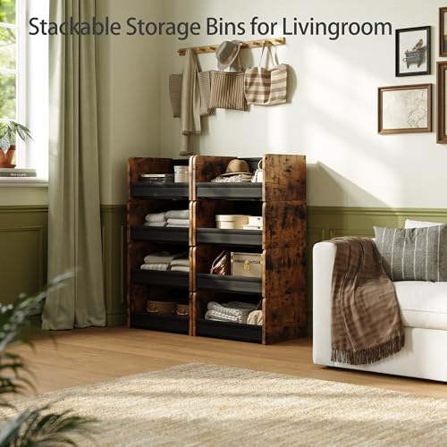 FOUCSSOMEI 4-Tier Stackable Closet Organizer and Storage Stackable Shelves – Heavy-Duty Darwers Wood & Metal, Easy Assembly, Space-Saving Vertical Storage for Bedroom, Closet, Patent Design - Image 3