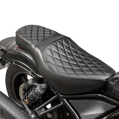 Lorababer Motorcycle Complete Seat Cushion Pad Cover Fit for Rebel CMX 1100 CMX1100 2021 2022 2023 2024 2025 Passenger Driver One-Piece Pillion Pressure Relief, Gloss Black - Image 2