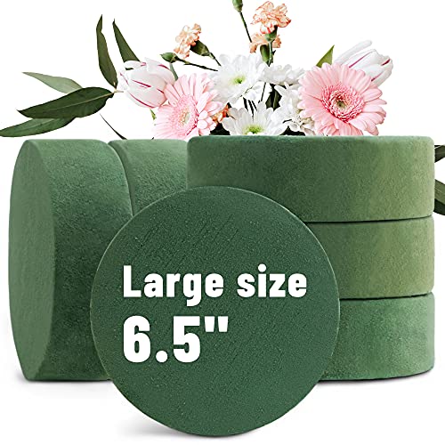 Max Shape 6 Packs Round Floral Foam Blocks，6.5'' Large Dry Floral Foam for Artificial Flowers,Flower Foam Blocks for Wedding Aisle Flowers Party Decoration - Image 1