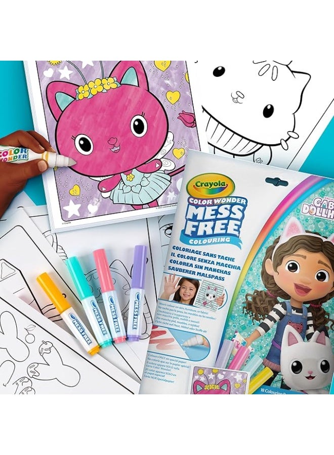 Color Wonder - Coloring Set with 18 Colouring Pages and 4 Markers Without Stain, Gabby's Dollhouse, Creative Activity for Children from 3 Years, International Version, 75-2816