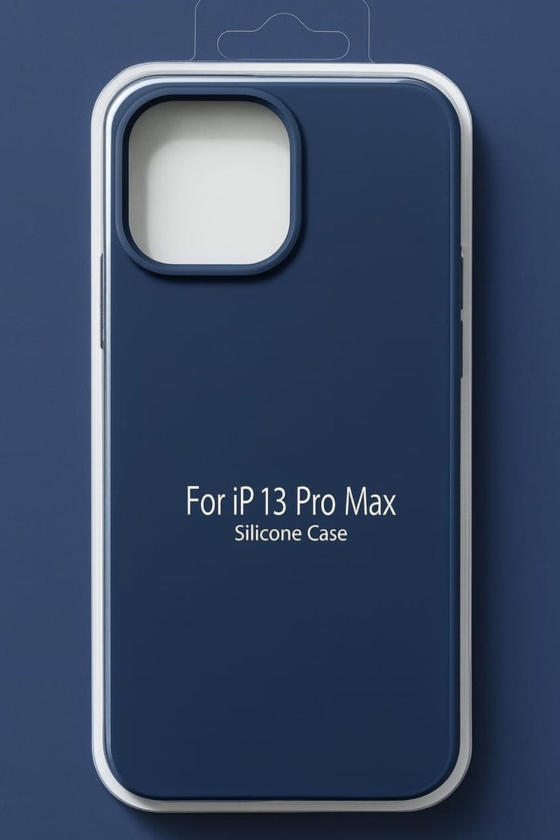 حرابي ميد جراب سيليكون لجهاز iPhone 13 Pro Max - غطاء خلفي واقٍ مقاوم للصدمات، ناعم وخفيف الوزن، أزرق داكن - Image 2