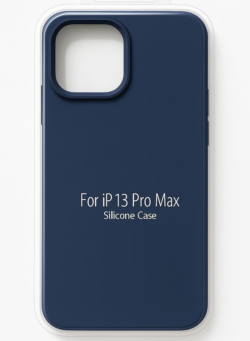 حرابي ميد جراب سيليكون لجهاز iPhone 13 Pro Max - غطاء خلفي واقٍ مقاوم للصدمات، ناعم وخفيف الوزن، أزرق داكن - Image 1