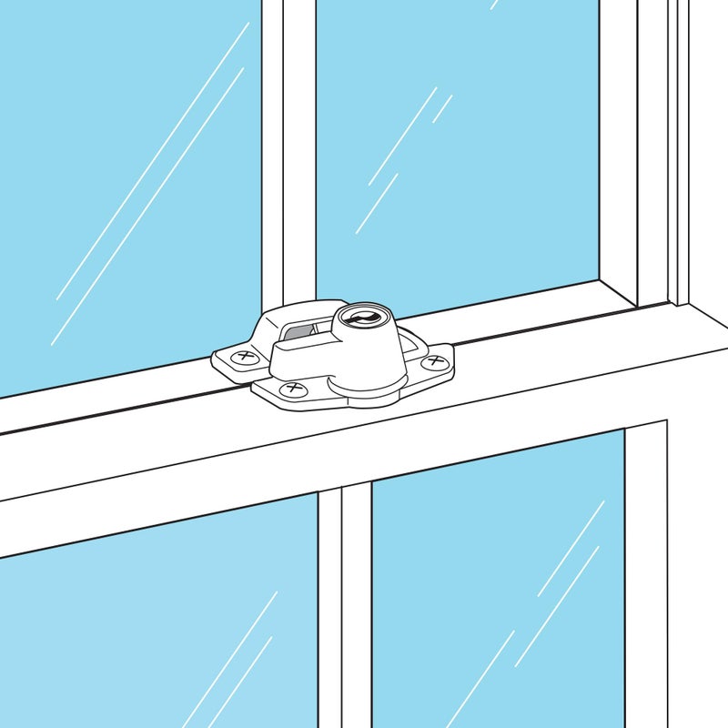 Prime-Line F 2646 Keyed Child-Proof Sash Lock, 2 In. Hole Centers, Diecast Zinc, Painted White, (Single Pack) - Image 2